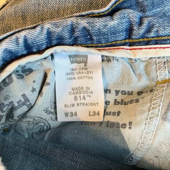 Levi’s The Original Jeans Men’s Waxed Slim Straight Denim 514 size 34 x 34, Blue - Picture 9 of 11